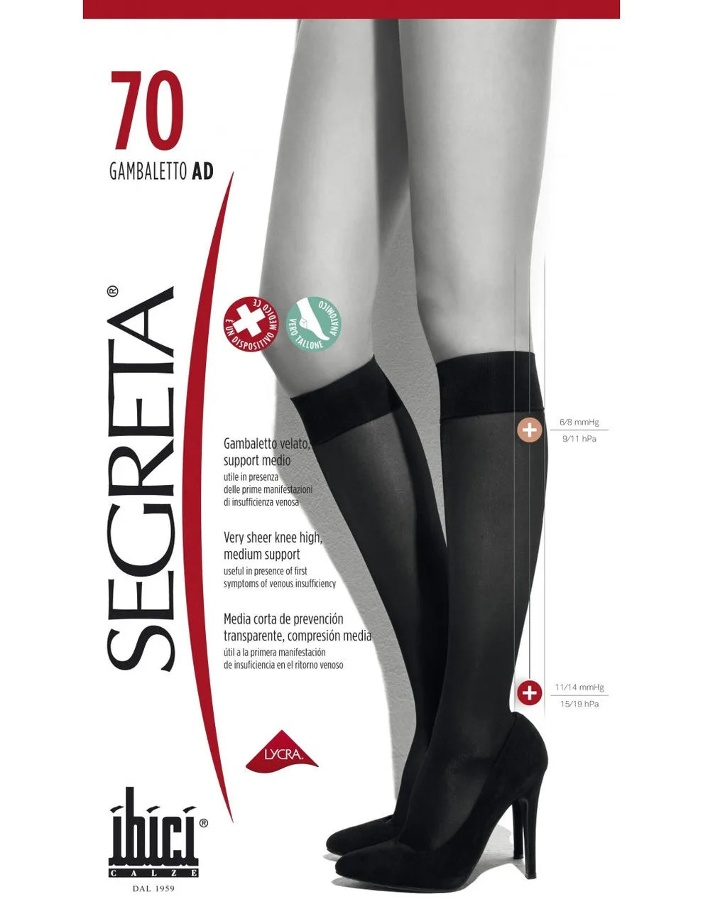 Mini Media Rodilla Segreta 70 compresión graduada 11-14 mmhg