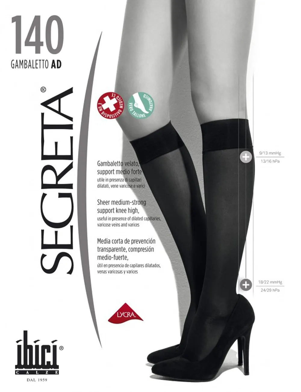 Mini media Segreta 140 compresión graduada 18-22 mmHg