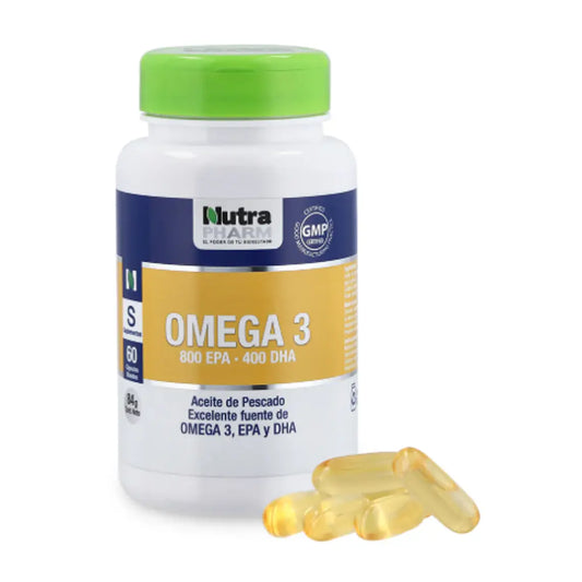 Envase de Omega 3 EPA 800 DHA 400 Nutrapharm