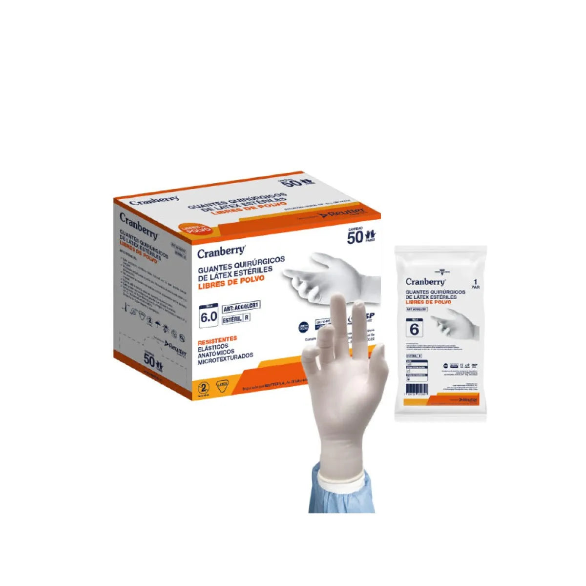 Guantes Latex Quirúrgicos Cranberry 50 un.